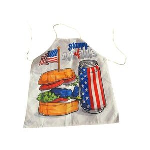 NEW novelty adult ONE SIZE apron full coverage canvas funny 4TH OF JULY BURGER